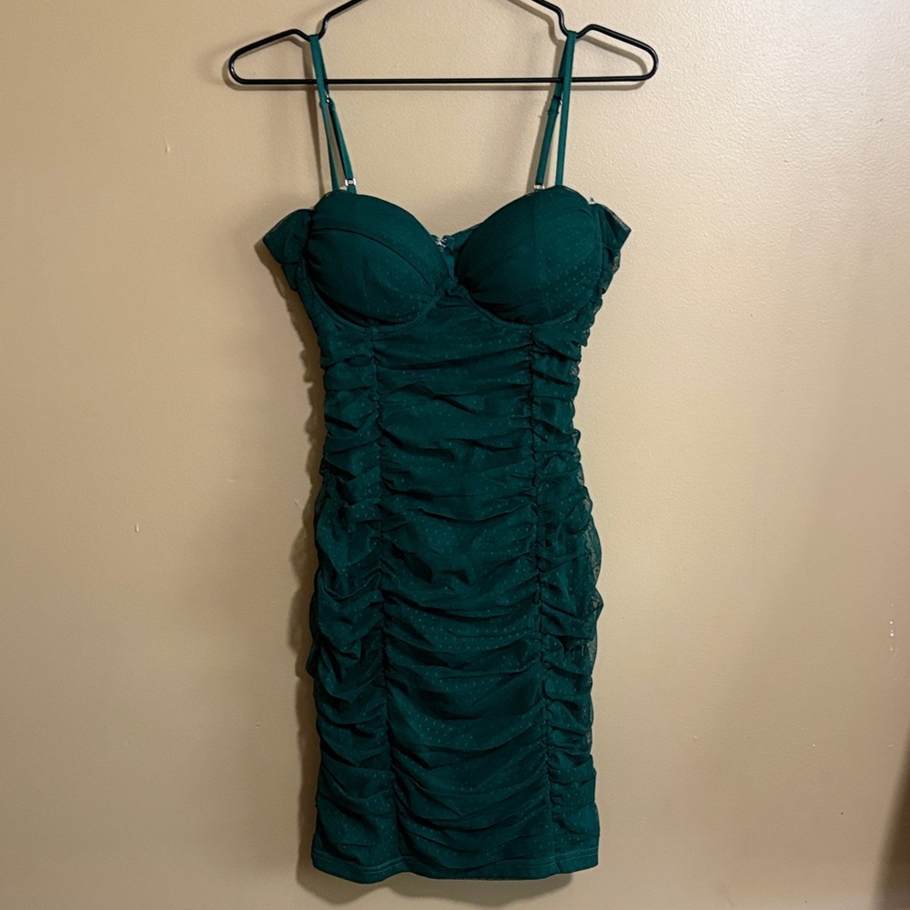 Windsor Dark Teal Ruched Mini Dress